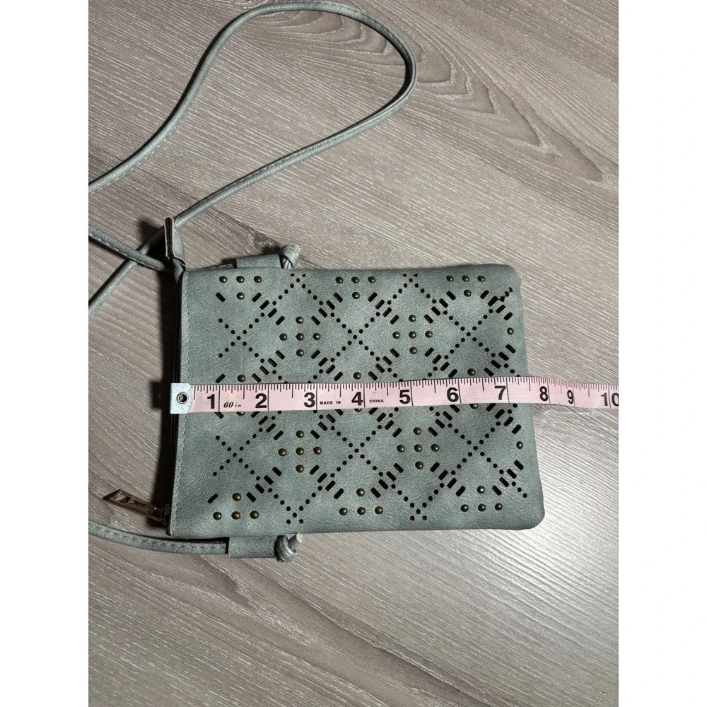 Hey Beautiful Sage Green Laser Cut Studded Crossbody Phone Bag Small Purse Rodeo